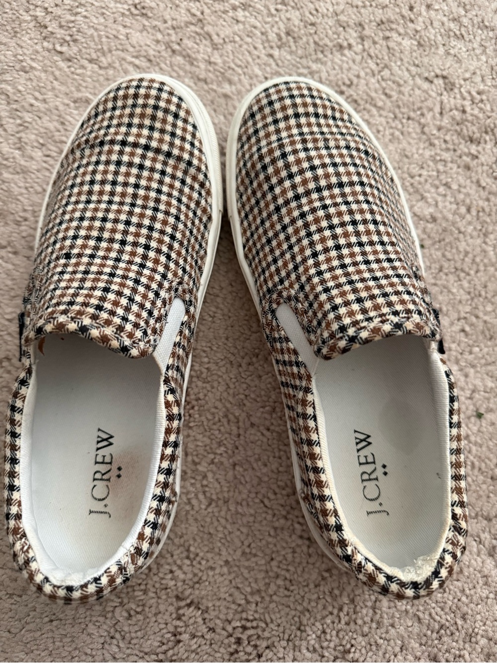 J. Crew Kids' Slip-On Plaid Sneakers in Brown and Black